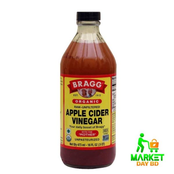 Bragg Organic Apple Cider Vinegar with "The Mother" 473ml, raw and unfiltered, available at Market Day BD.