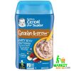 Gerber Hearty Bits Multigrain Cereal 227g with banana, apple, and strawberry for toddlers 12+ months, imported from USA.