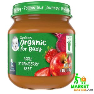 Gerber Organic Apple Strawberry Beet Puree 113g Pouch – Healthy Baby Food for 6+ Months