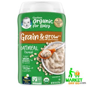 Gerber Organic Baby Oatmeal Cereal 227g for babies 4+ months, nutritious and organic baby food imported from the USA.