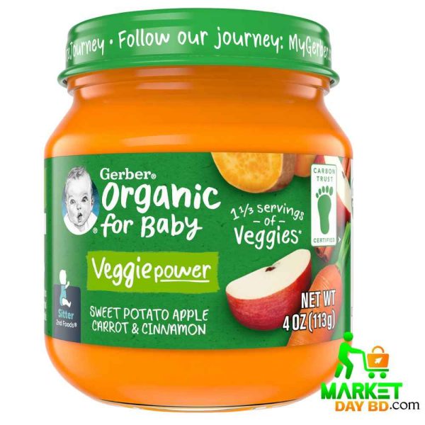 Gerber Organic Sweet Potato Apple Carrot & Cinnamon Puree – Healthy Baby Food for 6+ Months