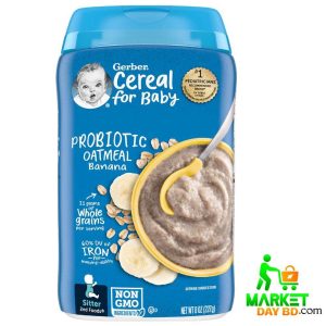 Gerber Probiotic Oatmeal Banana Baby Cereal 227g – A healthy choice for babies 6+ months, available at Market Day BD.