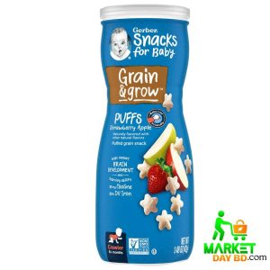 Gerber Puffs Strawberry Apple 42g – Nutritious Baby Cereal Snacks for 8+ Months (USA), available at Market Day BD.