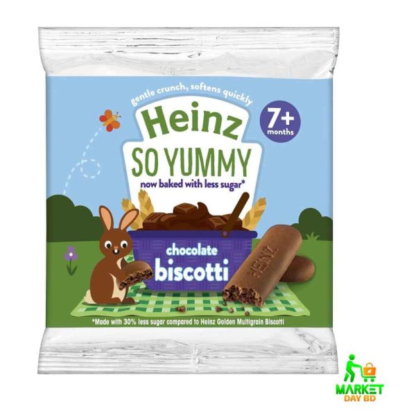 Heinz Chocolate Biscotti for babies 7+ months, soft and nutritious baby biscuits in a 62g pack.