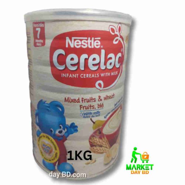 Nestlé Cerelac Infant Cereals with Milk (Mixed Fruit & Wheat) – 1kg, nutritious baby cereal for 7+ months in Bangladesh.