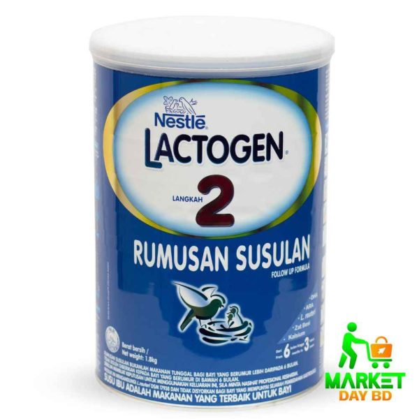 Nestlé Lactogen Follow-Up Formula 2 (1800gm) for toddlers aged 6-36 months, with probiotics and essential nutrients, available at Market Day BD.