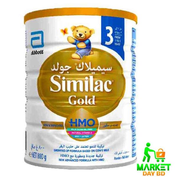 Similac Gold Baby Formula Milk Stage 3 – 800gm, toddler milk for ages 1-3 years, enriched with DHA and essential nutrients.