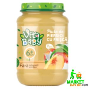 Vita Baby Peach Custard Puree 180g Jar – Natural Baby Food for 6+ Months