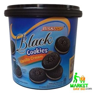 Biskitop Black Cookies Vanilla Cream 400gm – Crunchy Cookies with Creamy Vanilla Filling