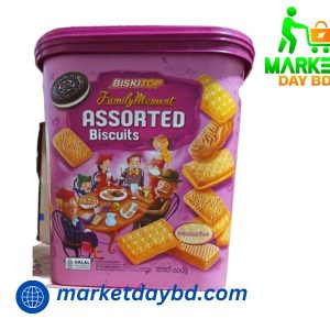 Biskitop Family Moment Pink Assorted Biscuits 600gm – A premium selection of biscuits in a stylish pink pack, ideal for tea-time and gifting in Bangladesh.