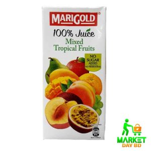 Marigold 100% Mixed Tropical Fruits Juice 1L pack, no sugar added, healthy tropical drink.