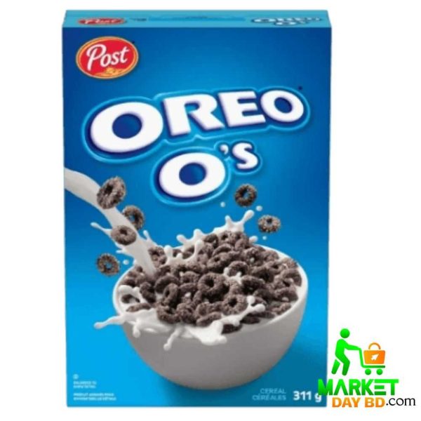 Post Oreo O's Cereal 311gm – Crunchy, chocolate-flavored cereal made with Oreo cookies, perfect for breakfast and snacks.