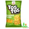 Tos Tos Tortilla Chips Roasted Corn 145gm pack with bold yellow and corn-themed design.