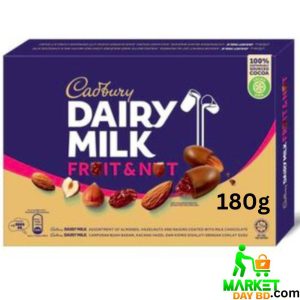 Cadbury Dairy Milk Fruit and Nut 180g – Creamy Chocolate Bar with Raisins and Almonds