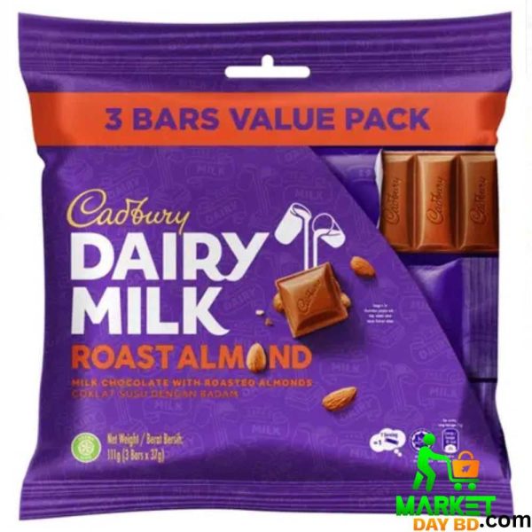 Cadbury Dairy Milk Roast Almond Multipack 3 x 37g – Chocolate with Roasted Almonds