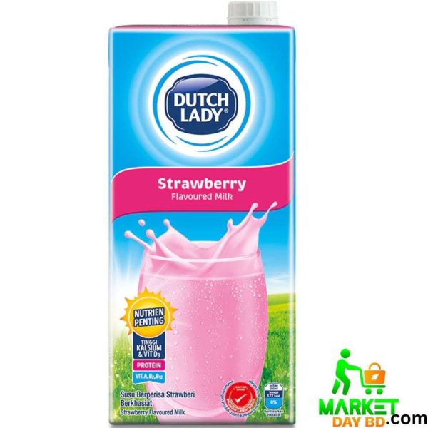 Dutch Lady Strawberry Flavoured Milk UHT 1L – Creamy Strawberry Milk in a Carton