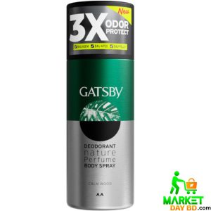 Gatsby Deodorant Body Spray Calm Wood 150ml – Long-lasting woody fragrance and odor protection for men.