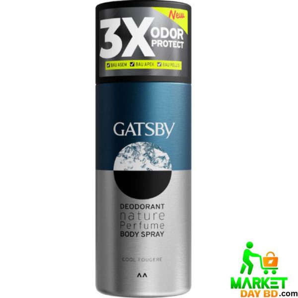 Gatsby Deodorant Body Spray Cool Fougera 150ml – Long-lasting freshness and odor protection for men.