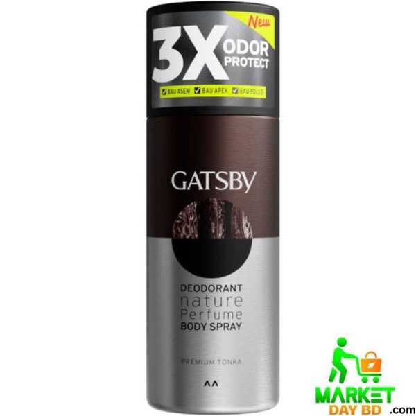 Gatsby Deodorant Nature Perfume Body Spray Premium Tonka – 150ml for long-lasting freshness.