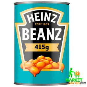 Heinz Baked Beans 415g can with signature label showing premium baked beans in tomato sauce.