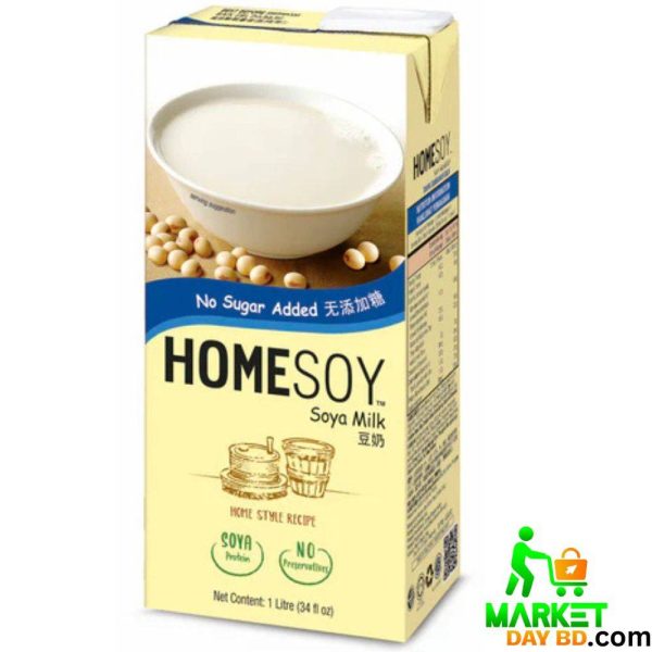 Homesoy Soya Milk No Sugar Added 1L – Natural, unsweetened soy drink made from high-quality non-GMO soybeans.