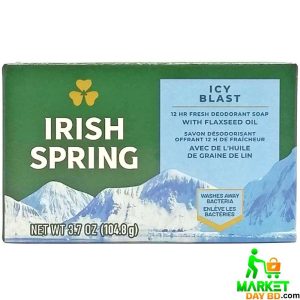 Irish Spring Icy Blast Deodorant Soap Bar – 104.8g (MX) for a refreshing, cool cleanse.