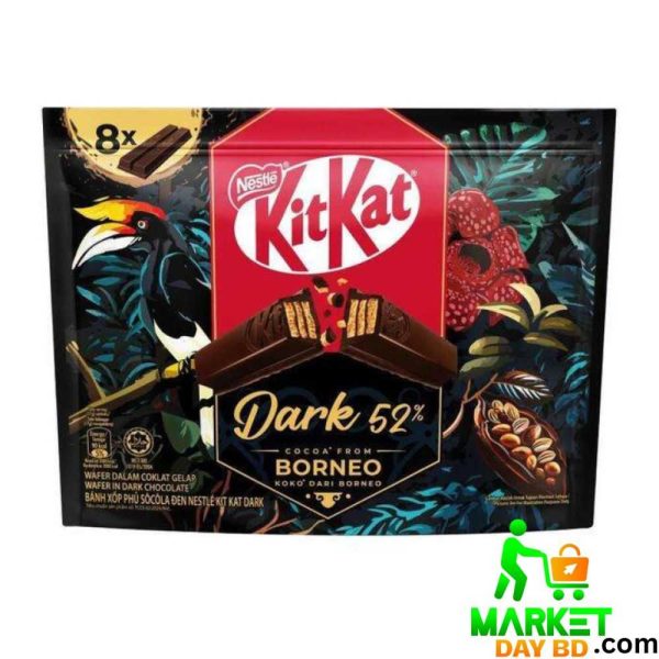 KIT KAT Dark Borneo 8 Sticks 136G – Rich dark chocolate wafer bar made with Borneo cocoa, featuring crispy layers for the perfect indulgent break.