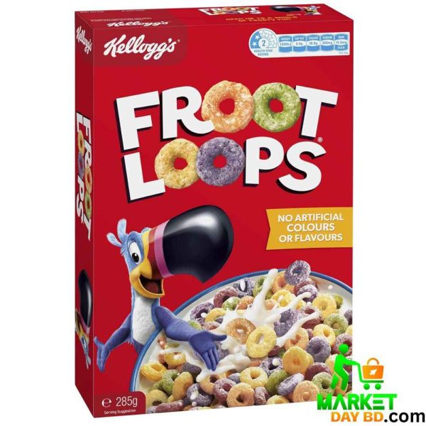 Kellogg's Froot Loops 285g – Fruity, colorful breakfast cereal in classic packaging (Made in Malaysia).