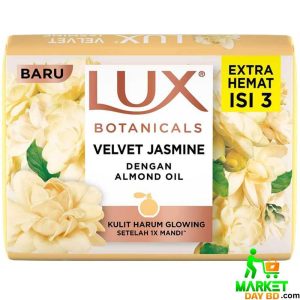 Lux Botanicals Velvet Jasmine & Almond Oil Soap Bar – 100g (Indonesia), nourishes and hydrates for soft, radiant skin with a delicate floral fragrance.