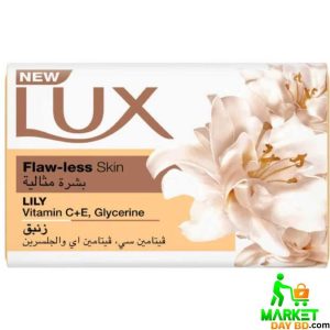 Lux Flaw-Less Skin Lily Soap Bar – 170g (KSA), with a delicate lily fragrance for soft and flawless skin.