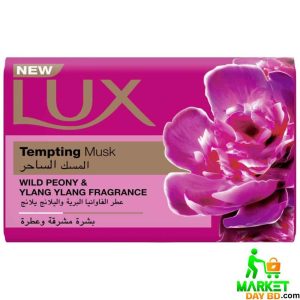 Lux Tempting Musk Wild Peony & Ylang Fragrance Soap Bar – 170g (KSA), infused with floral and musk essence for soft, fragrant, and glowing skin.