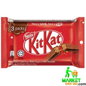 NESTLÉ KitKat 4-Fingers Milk Chocolate Share Pack 105g – 3 individually wrapped 4-finger bars, perfect for sharing and snacking.