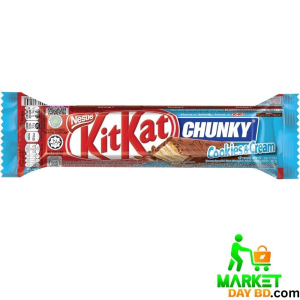 Nestlé KitKat Chunky Cookies & Cream 38g – A chunky wafer bar with cookies & cream filling, coated in milk chocolate.