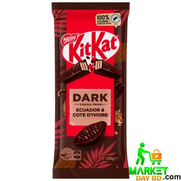 Nestlé KitKat Wafer in Dark Chocolate 160g – Crispy wafer coated in rich Borneo dark chocolate, perfect for sharing or snacking.