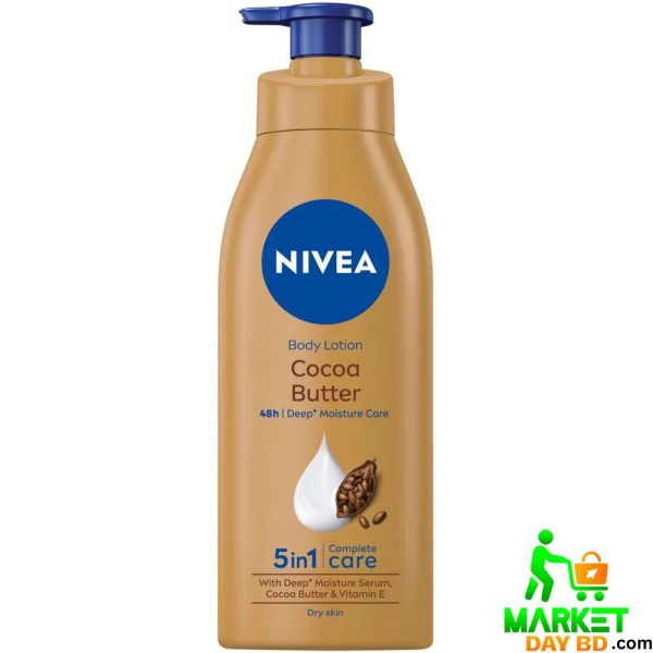 Nivea Cocoa Butter Body Lotion 400ml (Spain) – Moisturizing and nourishing lotion for dry, glowing skin.