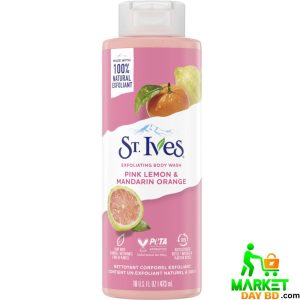 St. Ives Pink Lemon & Mandarin Orange Exfoliating Body Wash – 473ml (USA), natural citrus exfoliating