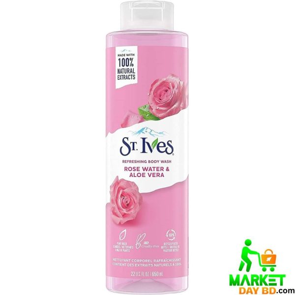 St. Ives Refreshing Body Wash Rose Water & Aloe Vera 650ml – Gentle Hydration and Floral Freshness