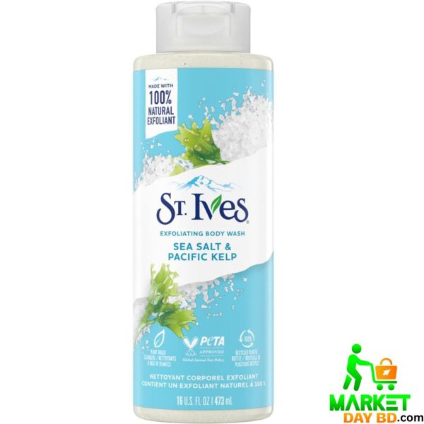 St. Ives Exfoliating Body Wash Sea Salt & Pacific Kelp – 650ml for smooth, glowing skin.