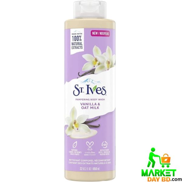 St. Ives Soothing Body Wash Vanilla & Oat Milk – 650ml for nourished, soft skin.