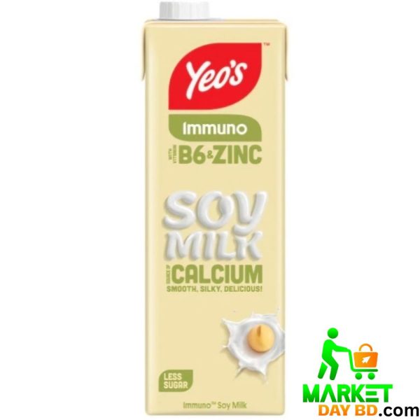 Yeo's Soya Susu Immuno 1L – Plant-based soy milk with Vitamin B6, Zinc, and Calcium for immune support and bone health.