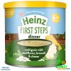 Heinz First Steps Multigrain with Cauliflower, Broccoli, and Cheese, 200g baby cereal pack.