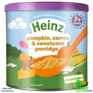 Heinz Pumpkin, Carrot, and Sweetcorn Porridge, 200g pack for babies 6 months and older.