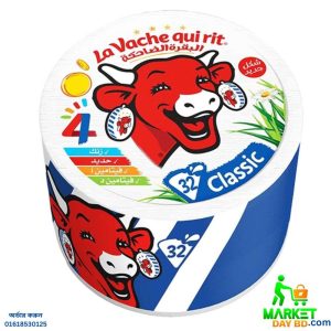 LA VACHE QUI RIT Cheese, 32-Portion, 480g pack with iconic red cow logo and creamy cheese design.