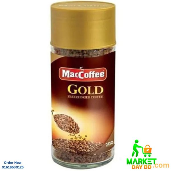 MacCoffee Gold Instant Coffee 200g – A premium instant coffee in a resealable jar offering rich, smooth, and aromatic flavor.