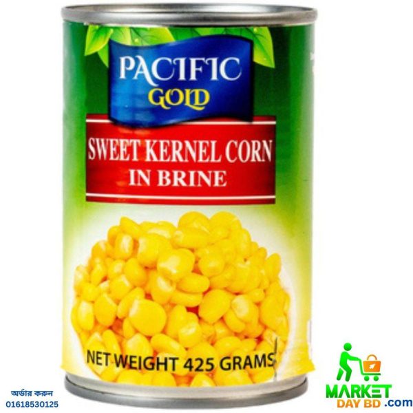 Pacific Gold Sweet Kernel Corn 425g can with golden sweet corn kernels.