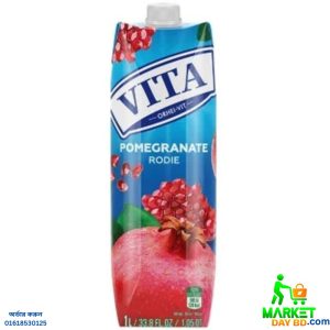 Vita Pomegranate Juice 1L Tetra Pak featuring fresh pomegranate imagery.